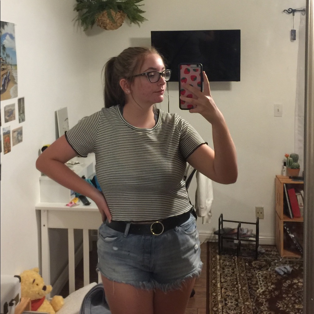 Striped cropped t-shirt